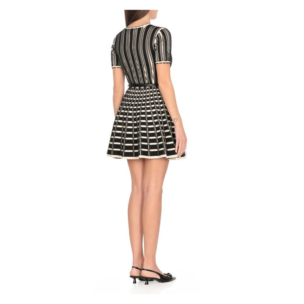 Elisabetta Franchi Zwarte Viscose Jurk met Ronde Hals Multicolor Dames