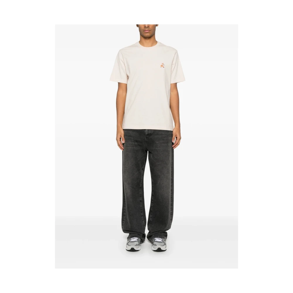 Maison Kitsuné Beige Crew Neck Short Sleeve T-shirt Beige Heren