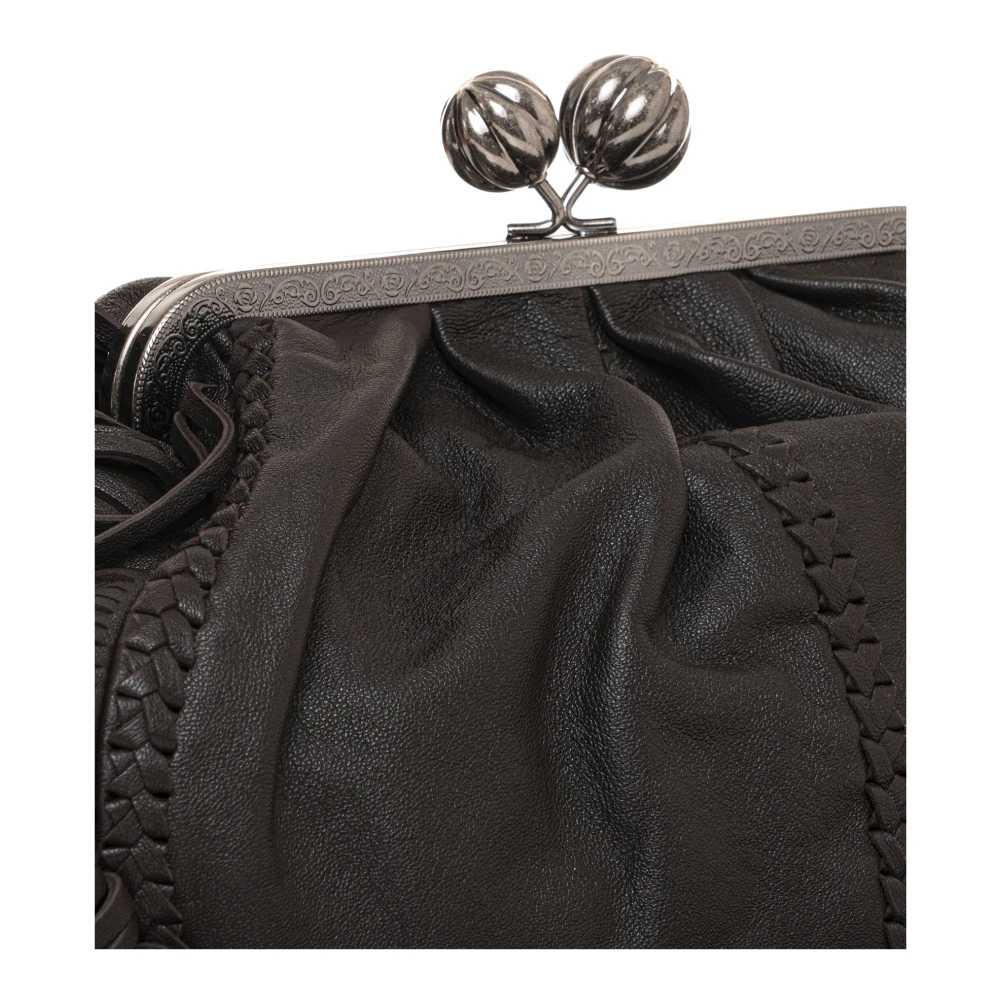 Max Mara Weekend Leren tas met franjes en metalen ketting Brown Dames