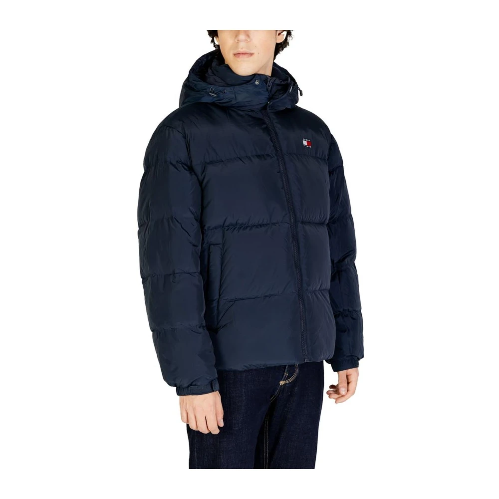Tommy Jeans Blauwe Polyesterjas Heren Herfst Winter Collectie Blue Heren