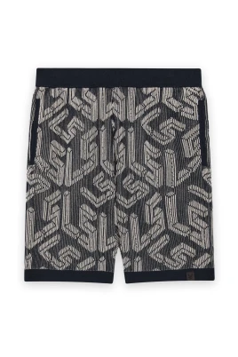 Ribbed Emblem Knitted Short