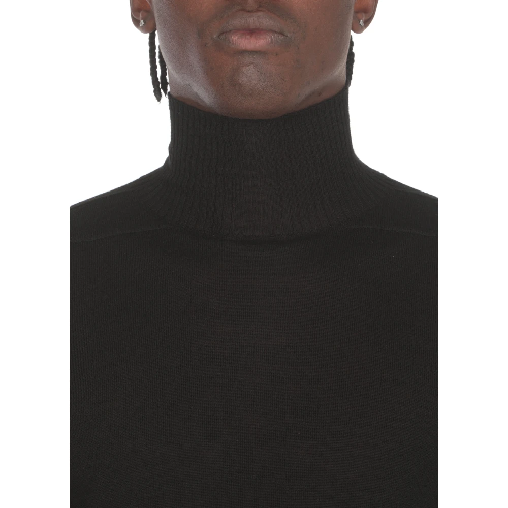 Rick Owens Zwarte Wollen Coltrui Black Heren