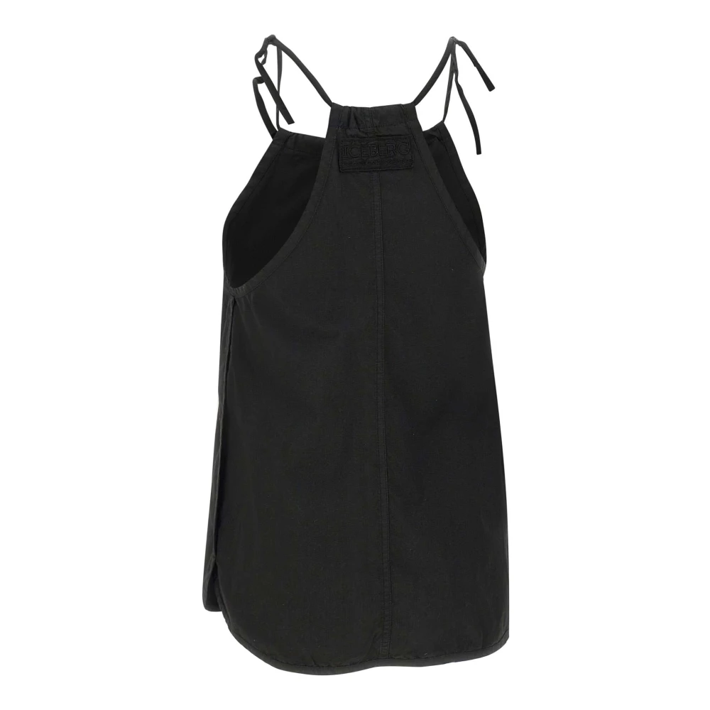 Iceberg Zwarte Katoenen Poplin Haltertop Black Dames