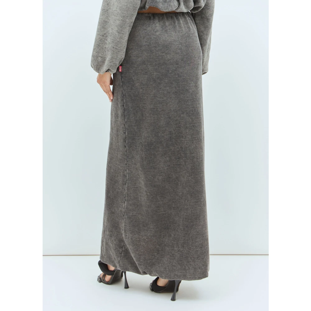 Diesel Maxi Rok van Dubbellaags Katoen Jersey Gray Dames