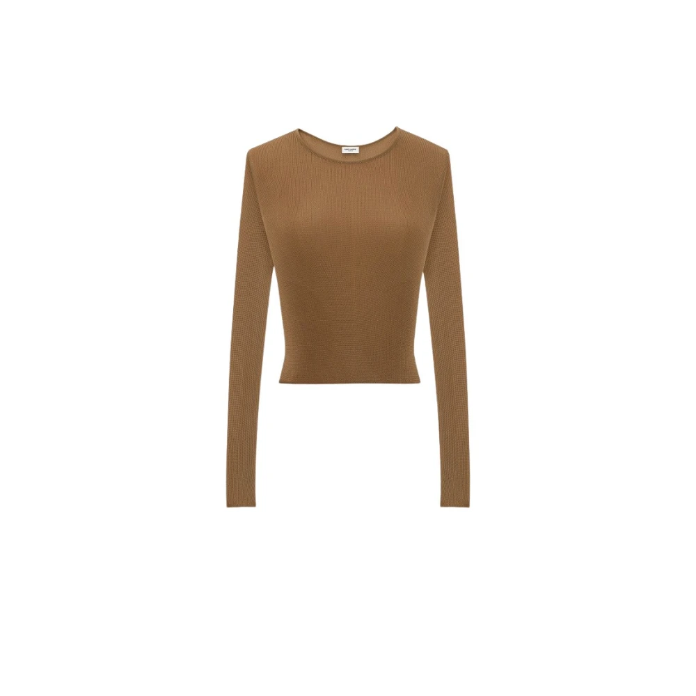 Saint Laurent Comfortabele Gebreide Trui voor Stijlvolle Look Beige Dames