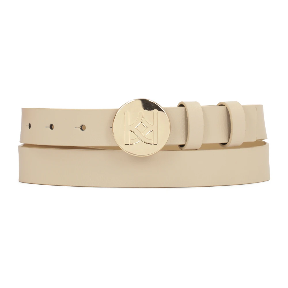 Kazar Leren riem met ronde gesp Beige Dames