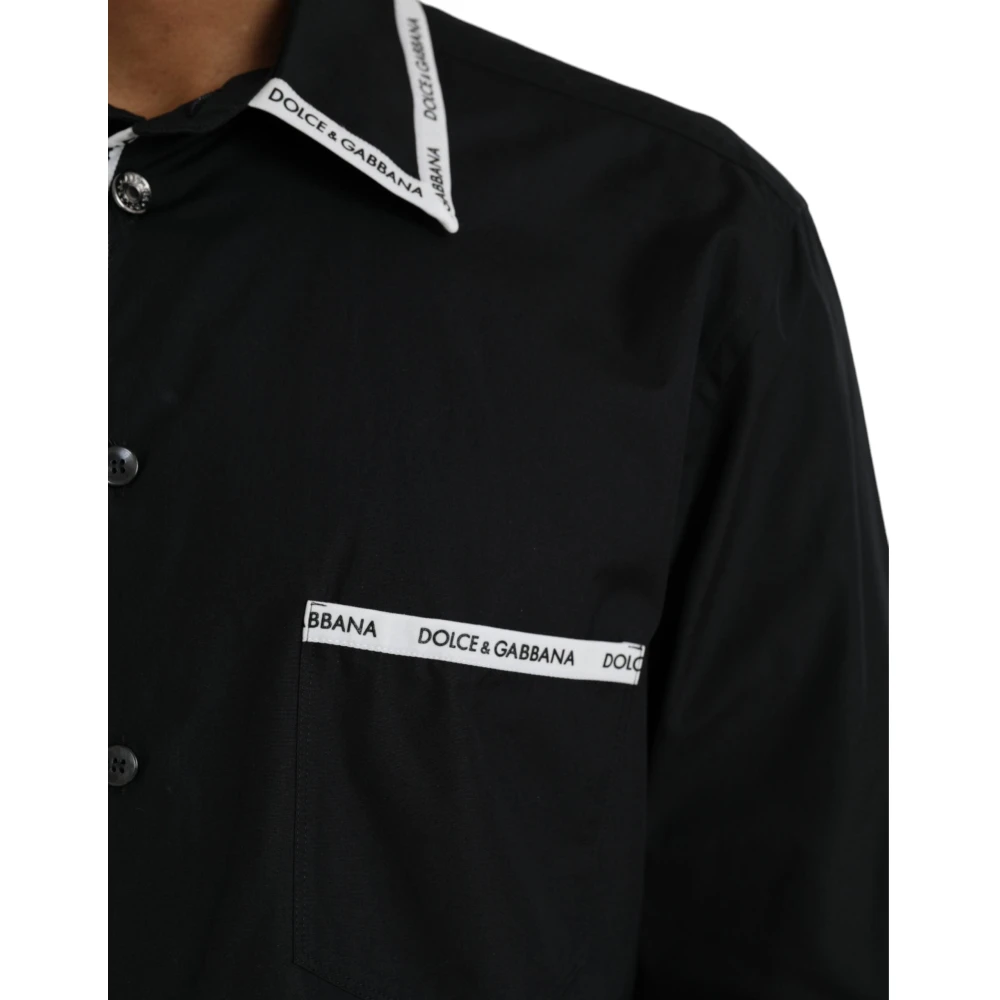 Dolce & Gabbana Zwart Katoenen Casual Overhemd met Kraag Black Heren