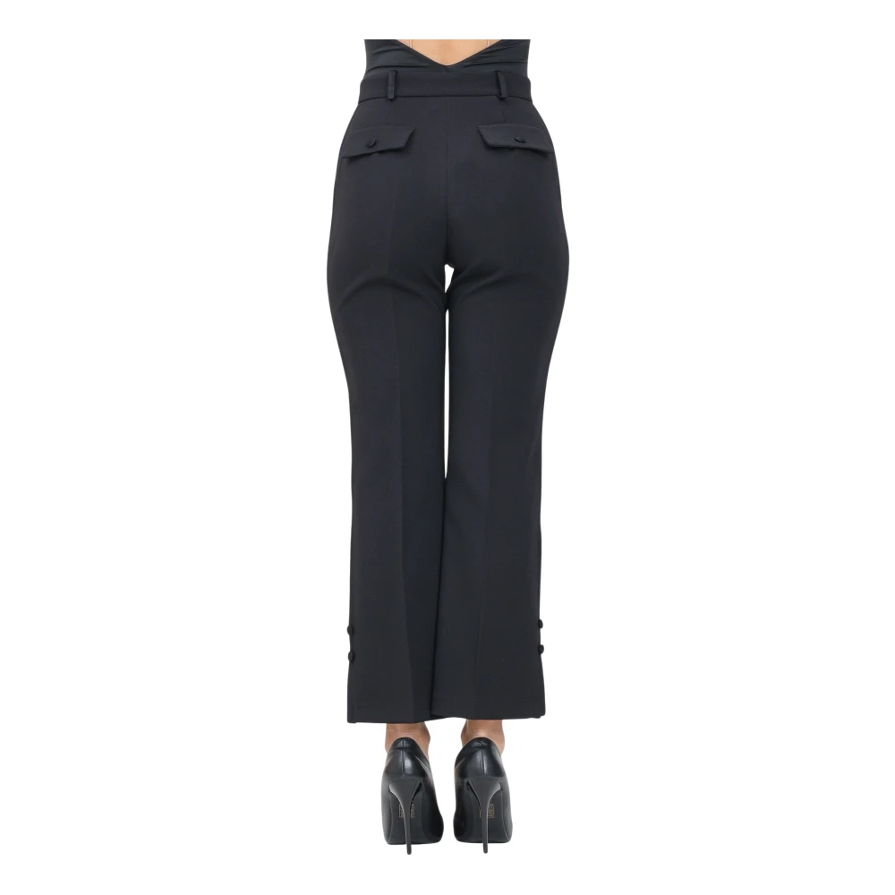Elisabetta Franchi Zwarte Smokingbroek met Satijnen Banden Black Dames