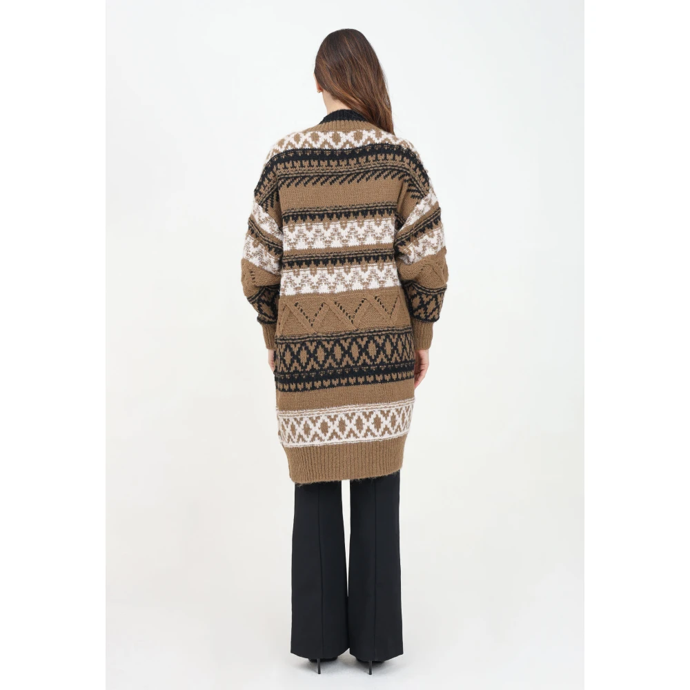 Only Geometrische Boho-Chic Cardigan Sweater Brown Dames