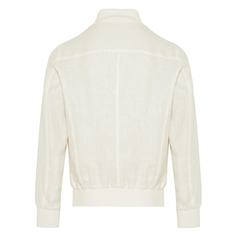 Barba Linnen jas met knoopsluiting White Heren