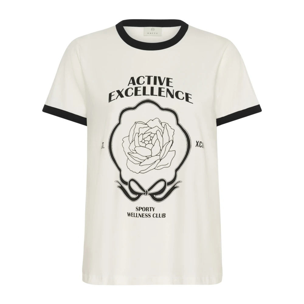 Kaffe Stijlvolle Tee met Slimme Print White Dames