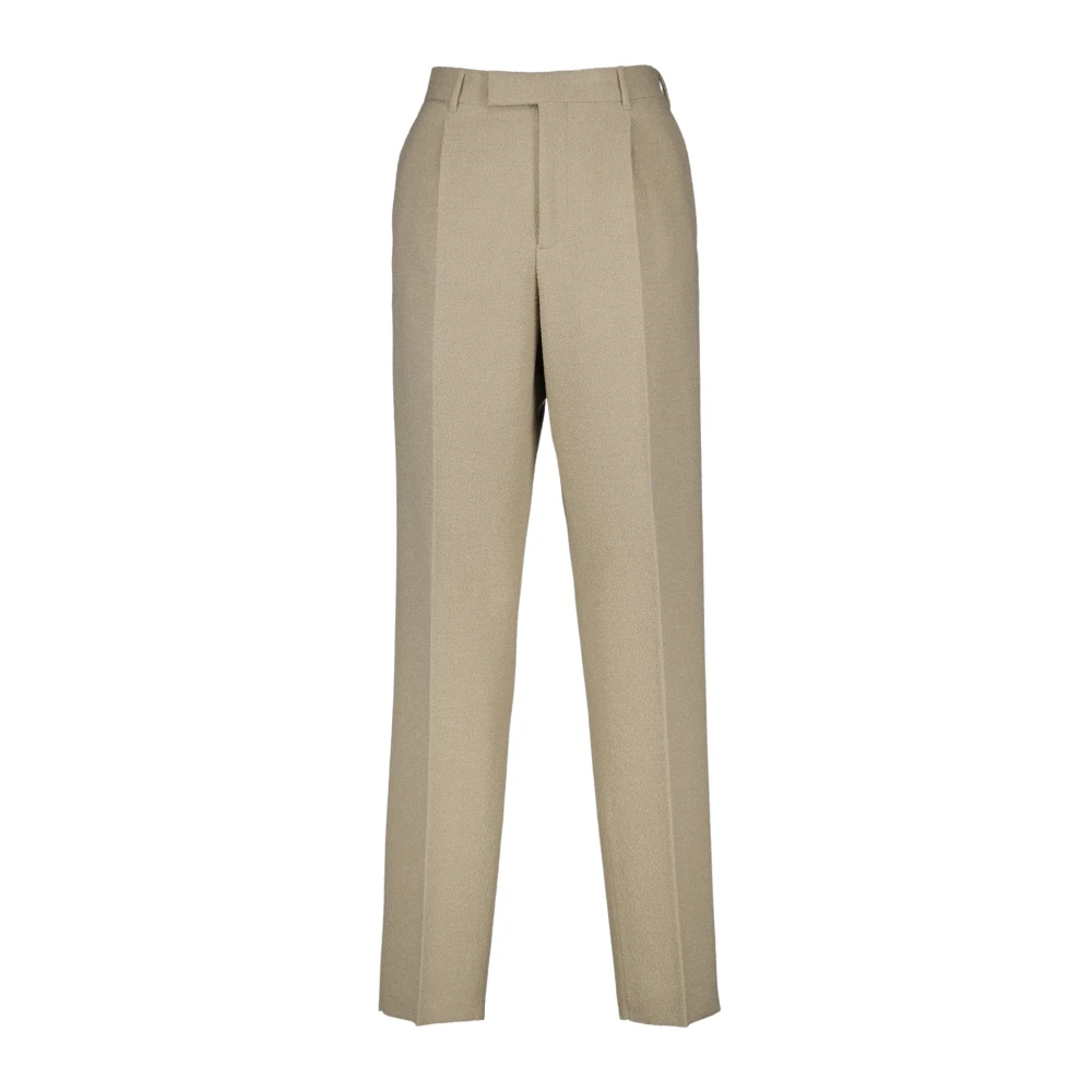 Dior Men's Beige Suit Trousers, Xs, Wool Pleated Trousers Straight Cut