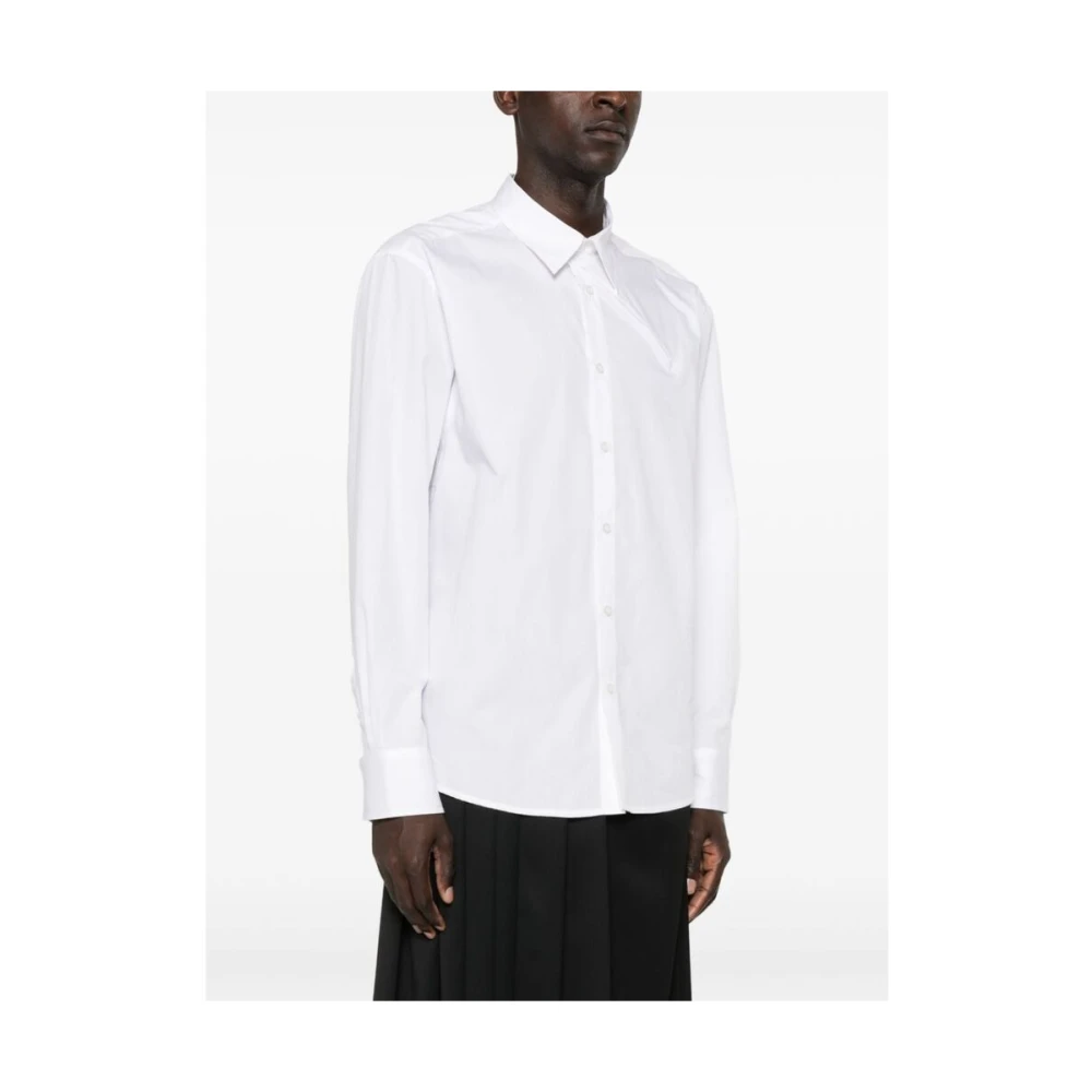 MM6 Maison Margiela Wit overhemd van poplin katoen met ritssluiting White Heren