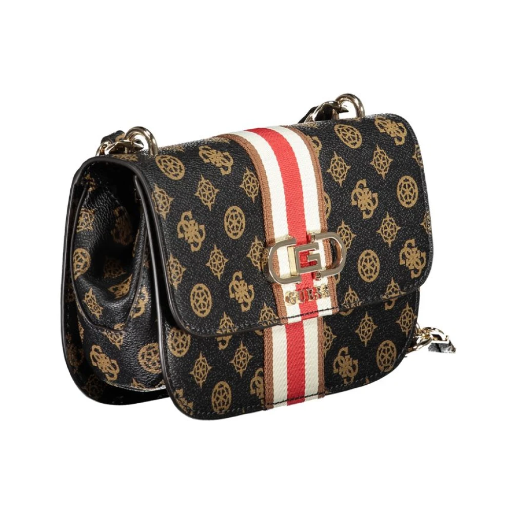 Guess Bruine Polyethyleen Schoudertas met Verstelbare Kettingriem Brown Dames