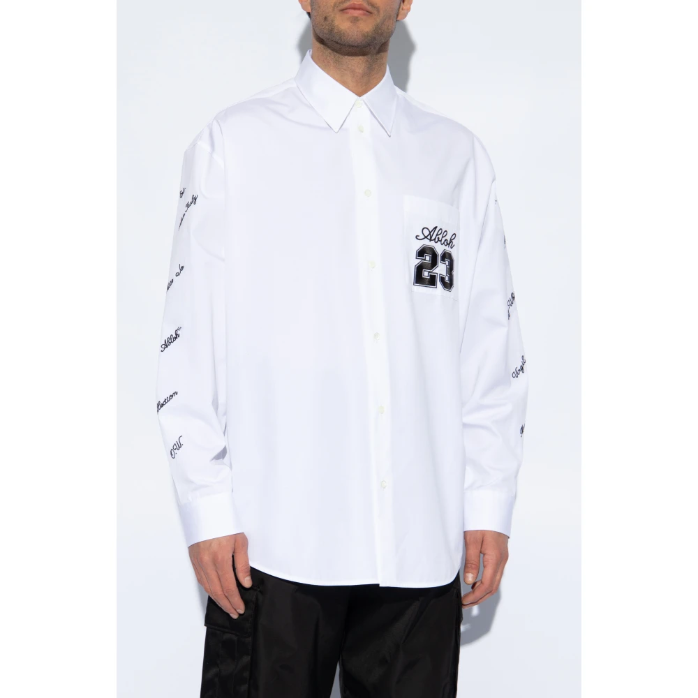 Off White Geborduurd overhemd White Heren