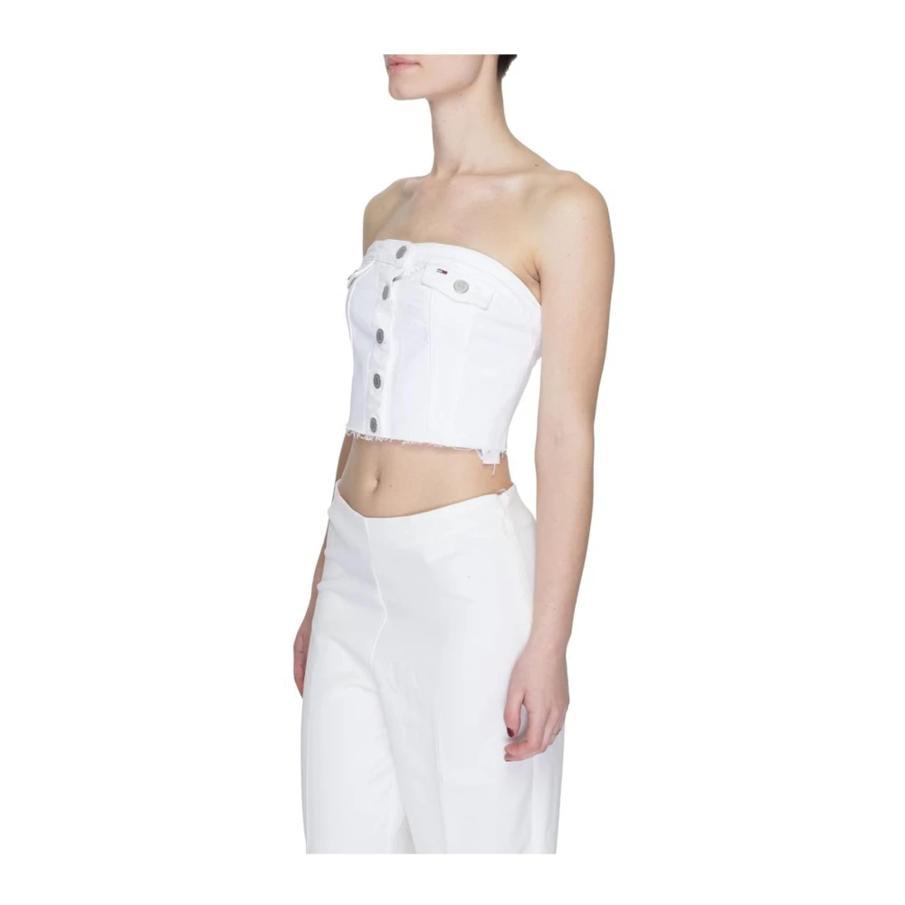 Tommy Jeans Lente Zomer Katoenen Blend Tops & T-Shirts White Dames