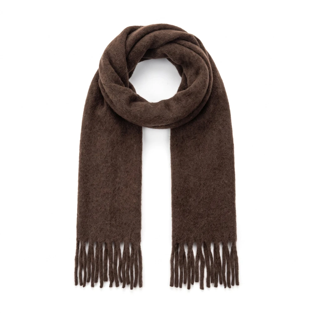 Ami Paris Unisex - Brown Alpaca Scarf With Ami De Coeur Brown - Size: Os - Immagine 3