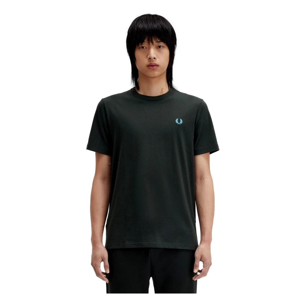 Fred Perry Navy Logo Geborduurd T-shirt Green Heren