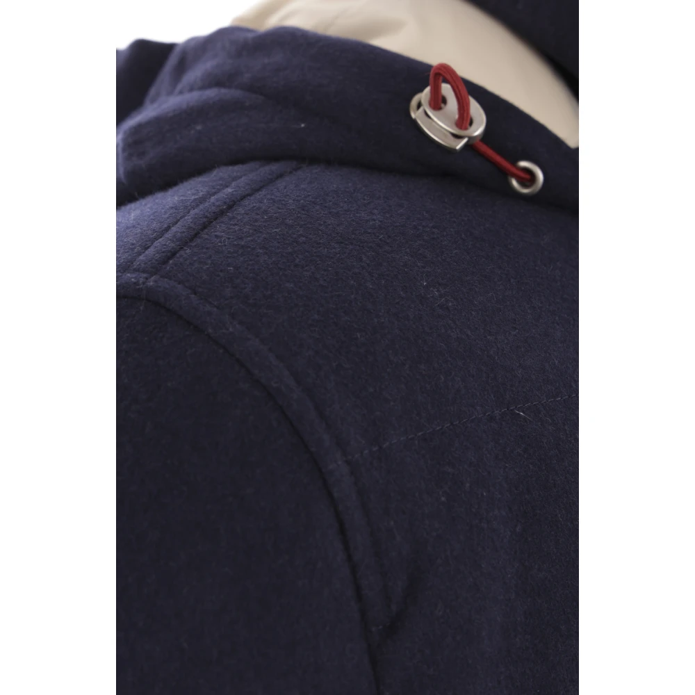 BRUNELLO CUCINELLI Blauwe wollen jas met afneembare capuchon Blue Heren