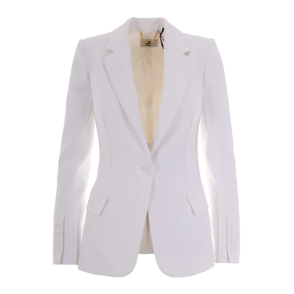 Elisabetta Franchi White Blazers, Female, L, Blazer