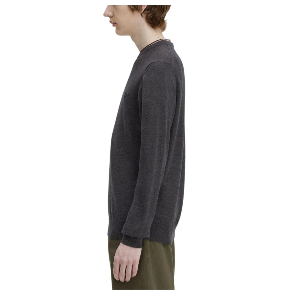 Fred Perry Merino Wol Ronde Hals Trui Gray Heren