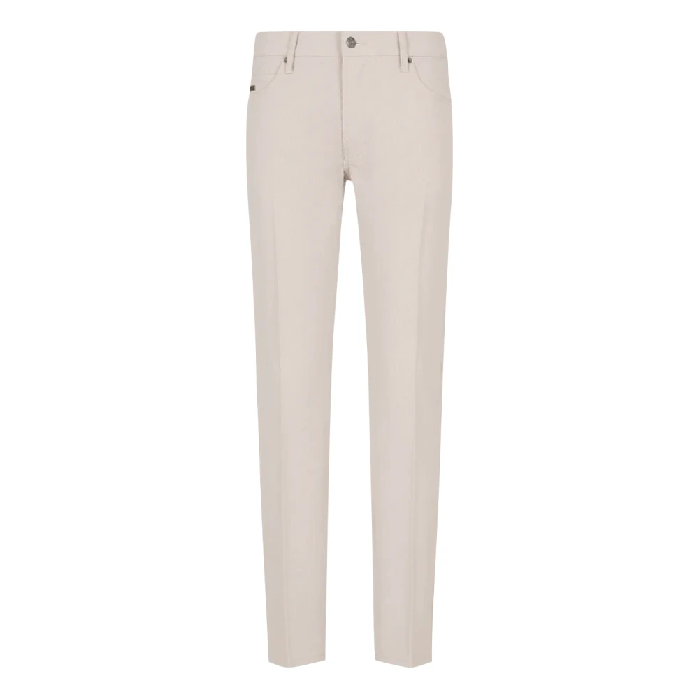 Armani Slim Fit Technische Stof Broek Beige Heren