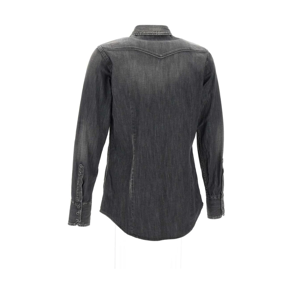 Dsquared2 Zwarte Western Denim Overhemd Black Heren
