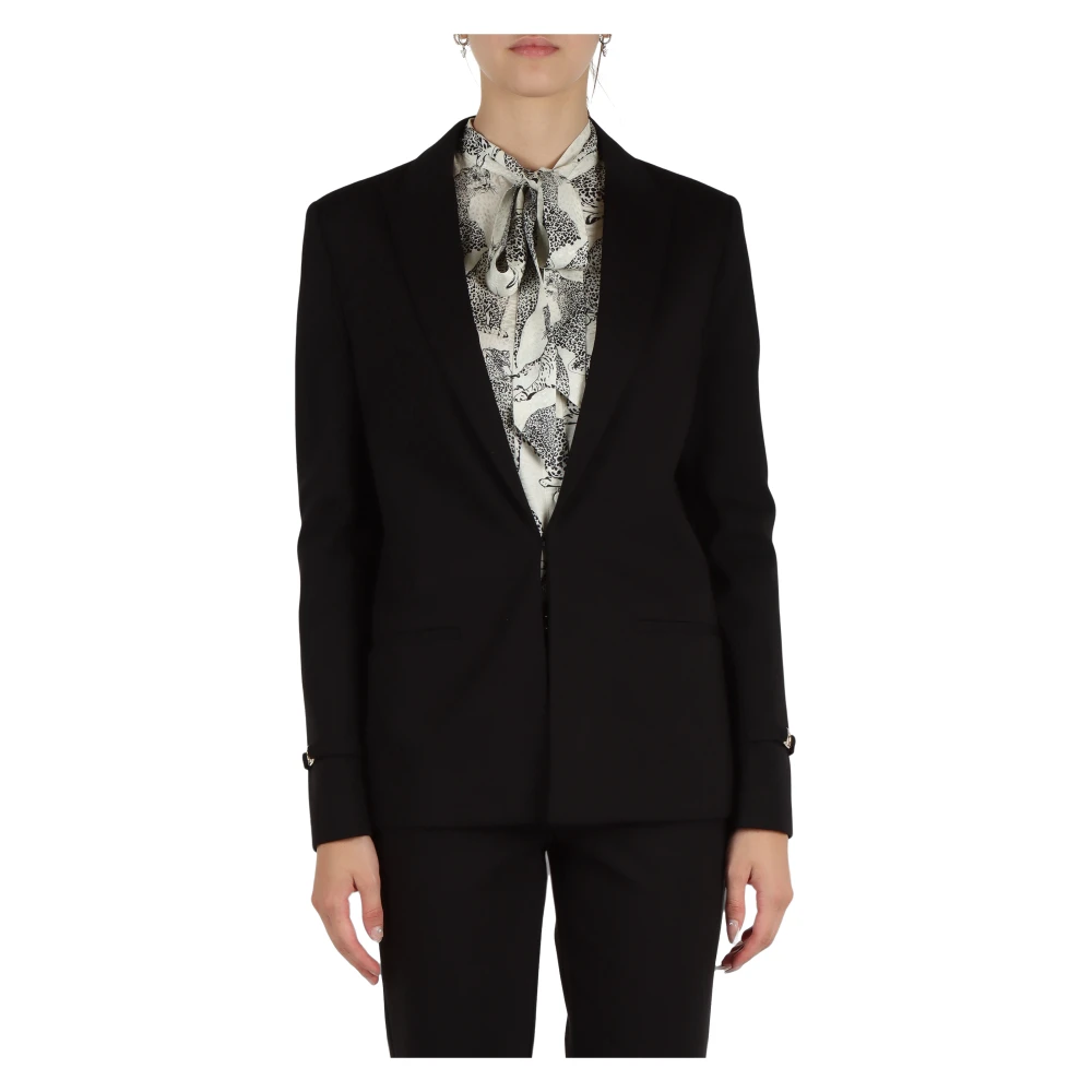 Twinset Logo Plaque Viscose Jacket Black Dames