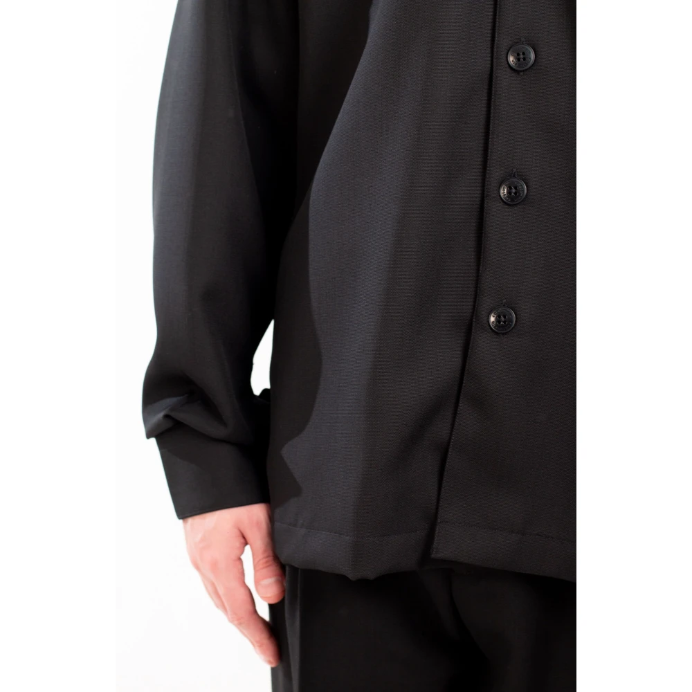 Costumein Verfijnde wollen overshirt in Etienne stijl Black Heren