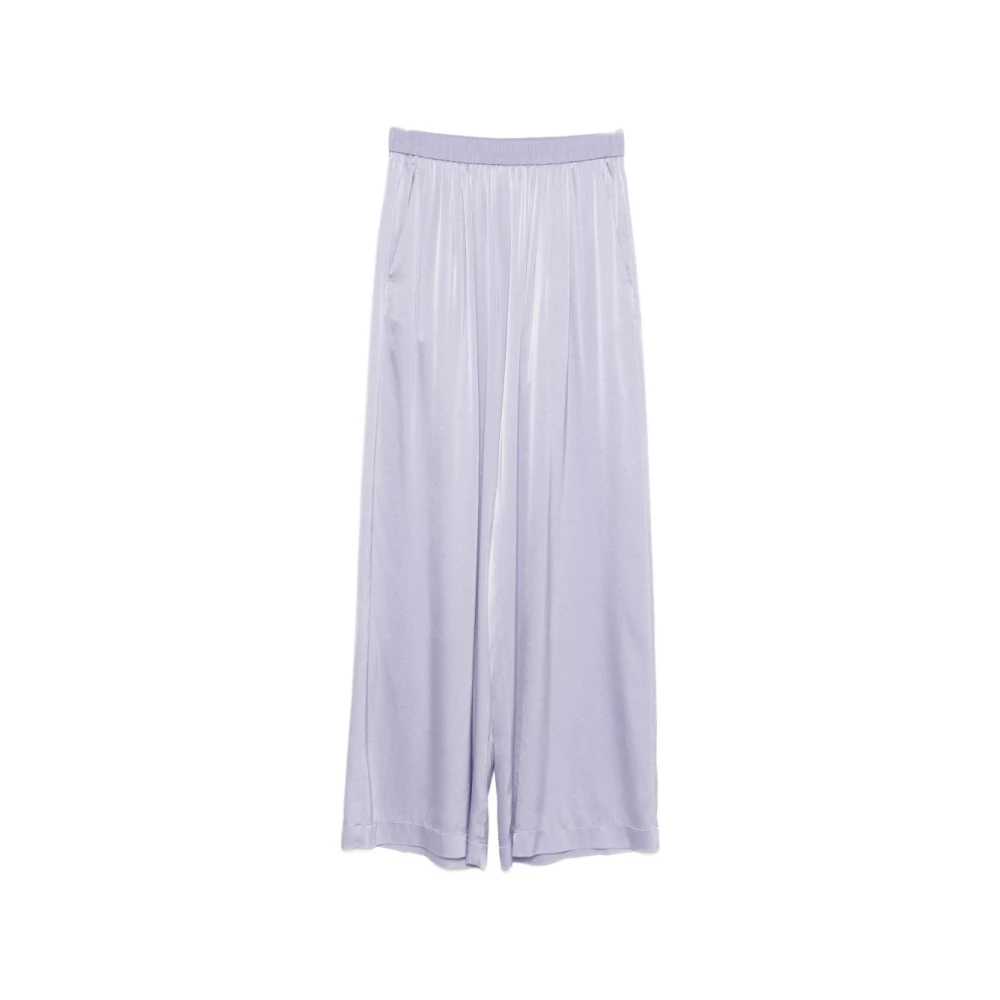 Forte Forte Vrouw Purper Broeken Dames, Paars, L, Satijn, Zijden Satijnen Broek Met Elastische Taille