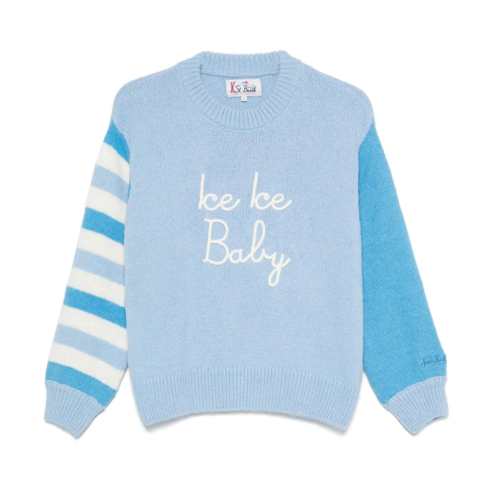 MC2 Saint Barth Blauwe Gebreide Trui met Streepdetail Blue Dames