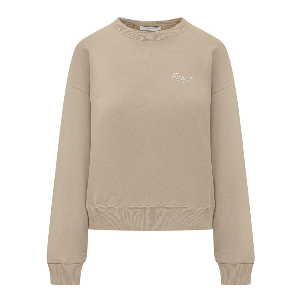 Givenchy Women's Beige Sweatshirt In Fleece With Stamp Print - Sweatshirts - L - Sweatshirts & Hoodies