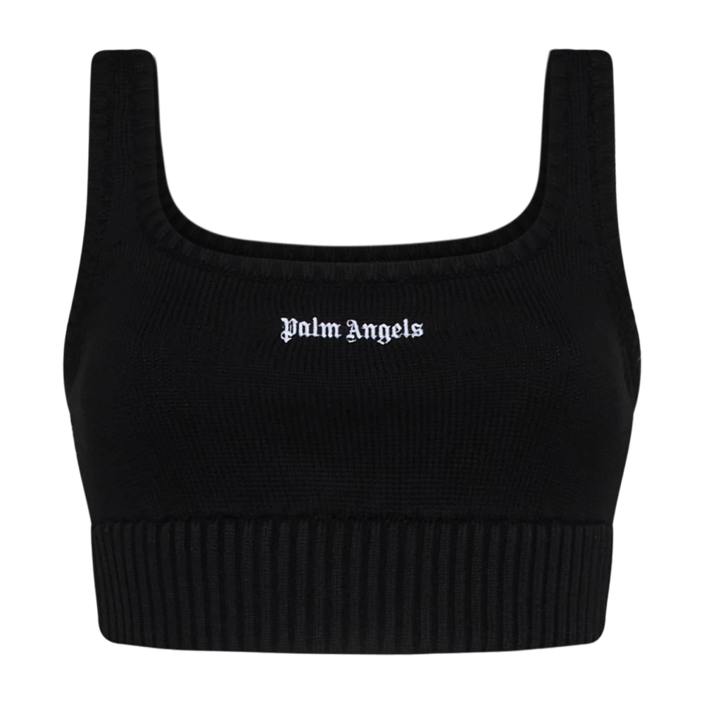 Palm Angels Klassieke Logo Gebreide Top Black Dames