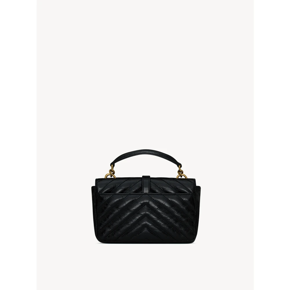 Saint Laurent Zwarte Leren Handtas Magnetische Sluiting Black Dames