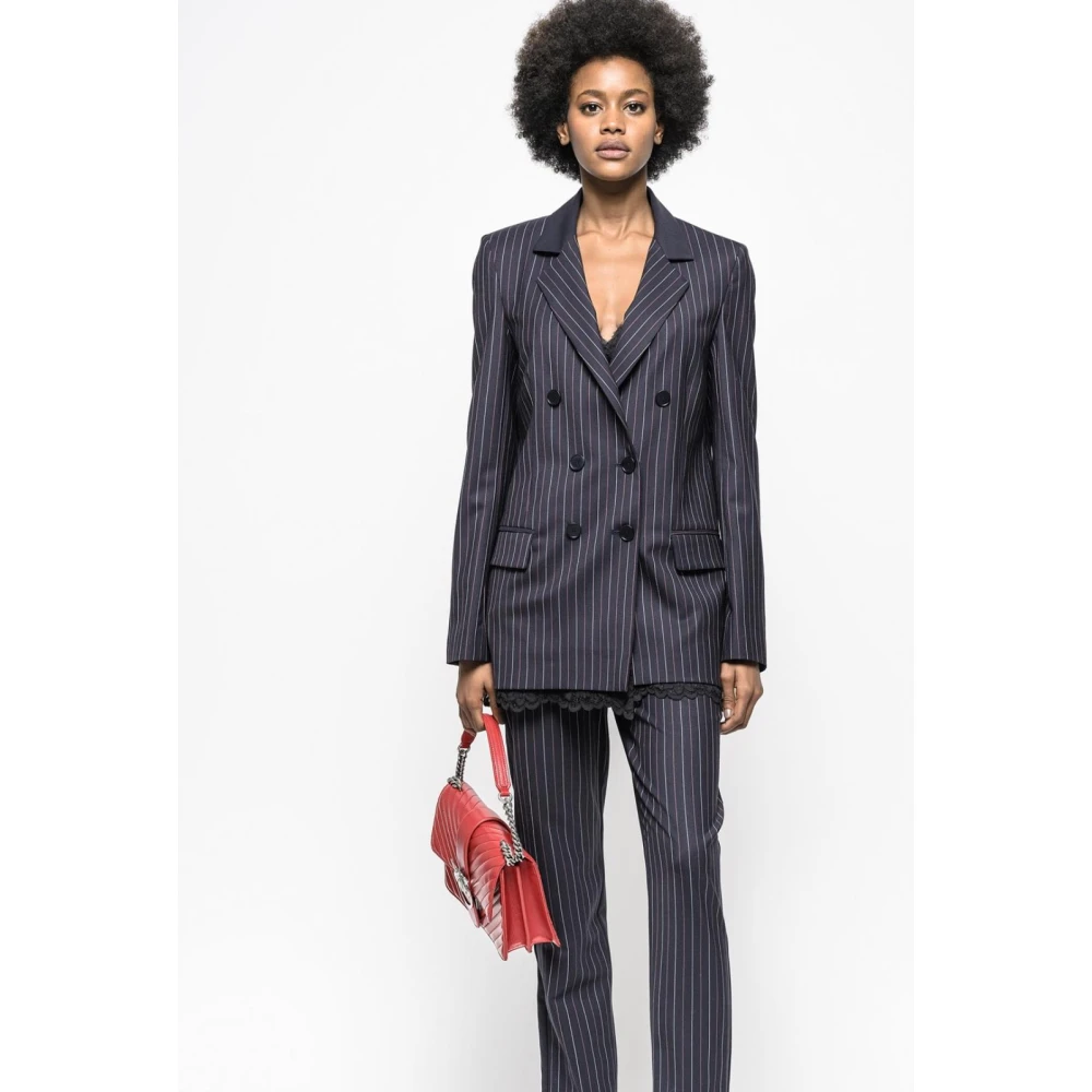pinko Gestreepte Broek Blue Dames