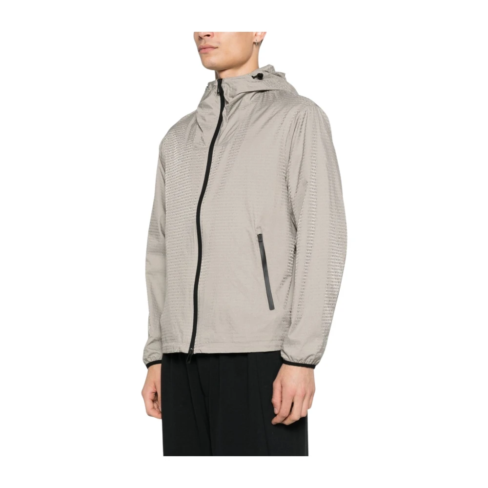 Emporio Armani Men's Gray Zip-Up Hooded Jacket - Light Jackets - Xl - Jackets