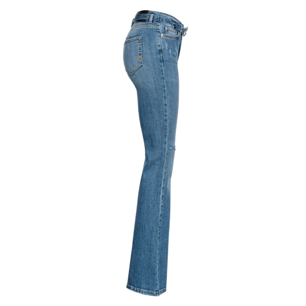 pinko Blauwe Denim Love Birds Jeans Blue Dames