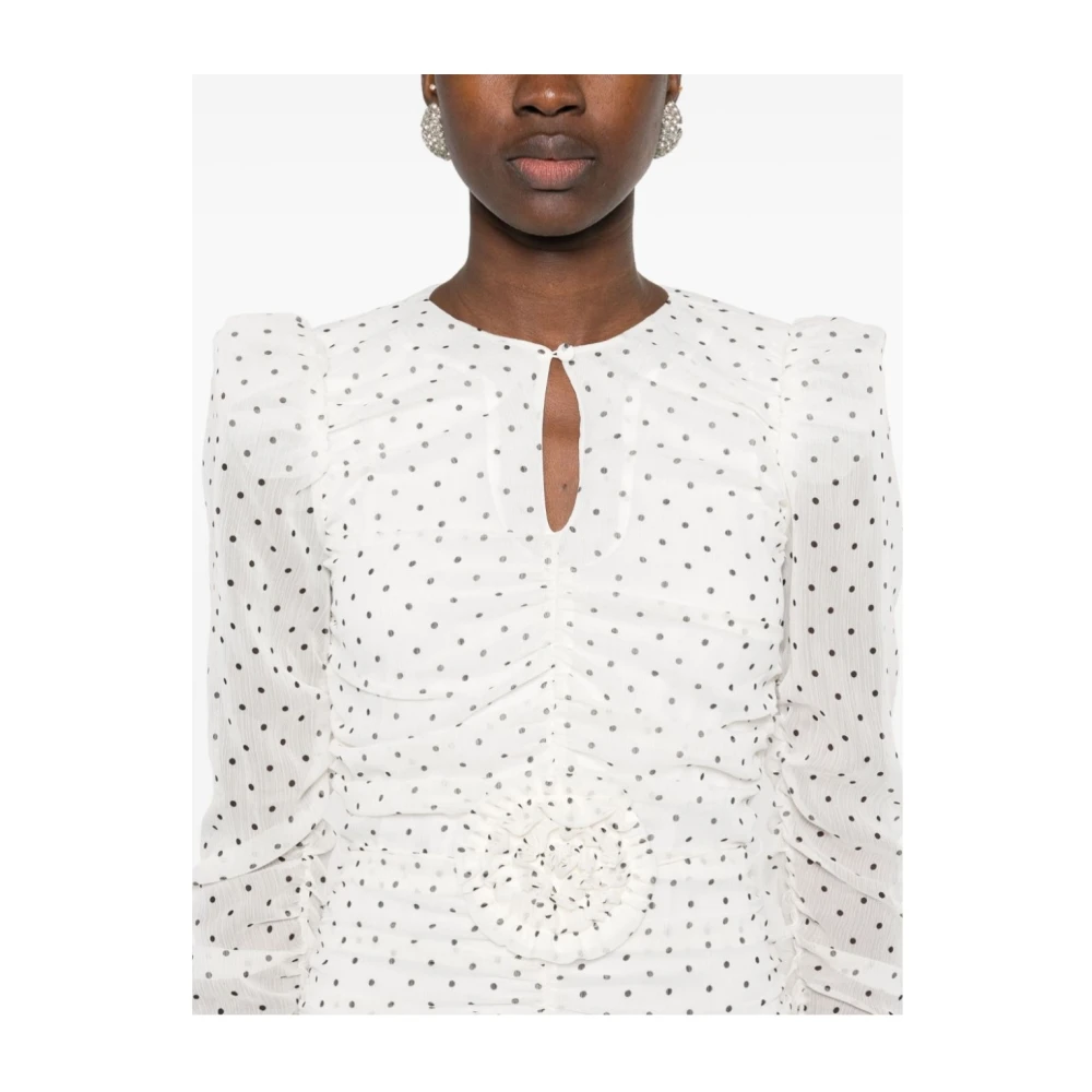 Rotate Birger Christensen Gedrukte lange mouw jurk Beige Dames