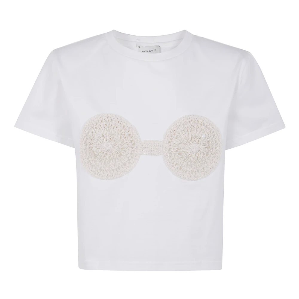 Magda Butrym Witte Crop T-Shirt White Dames