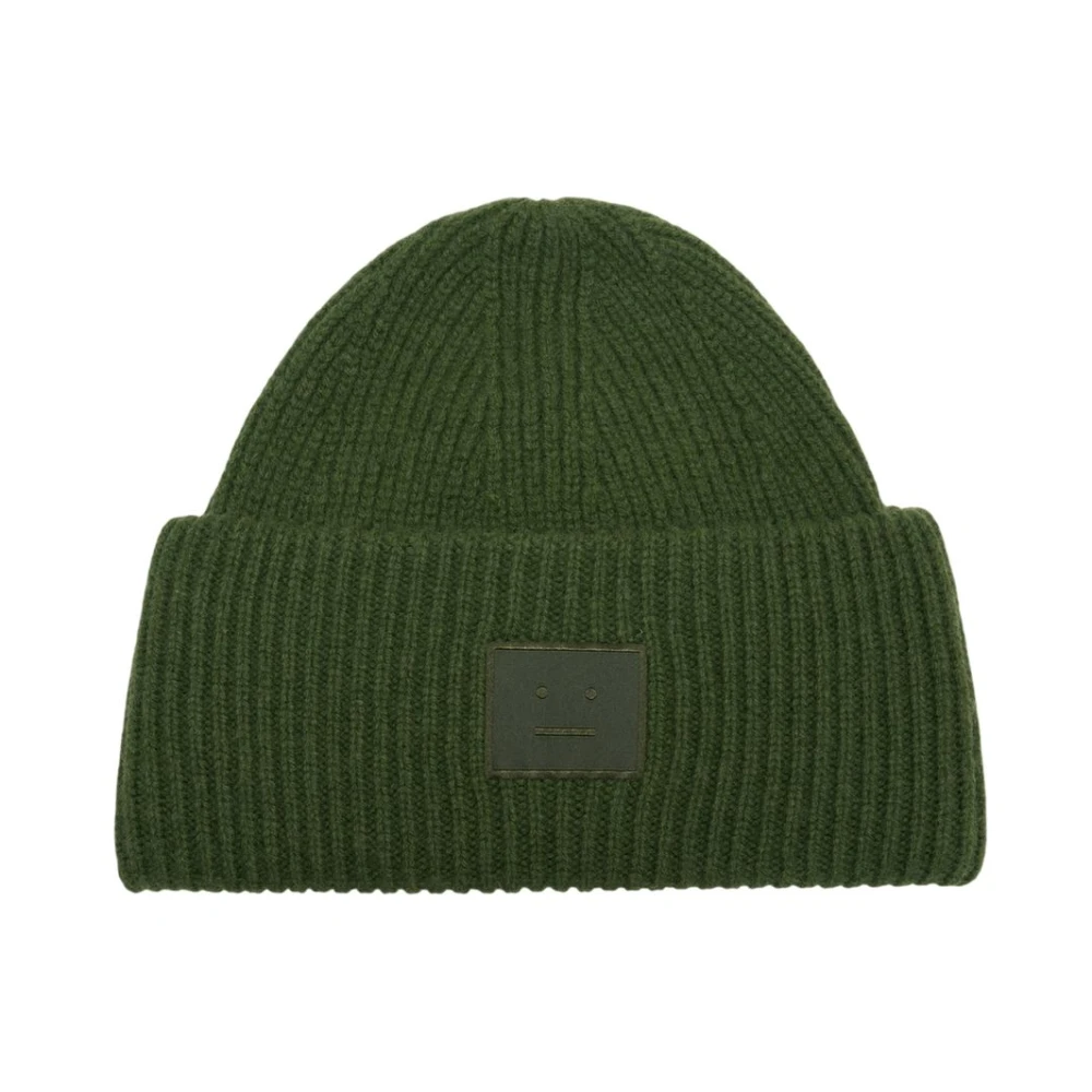 Acne Studios Unisex Green Accessories, One Size, Face Logo Beanie