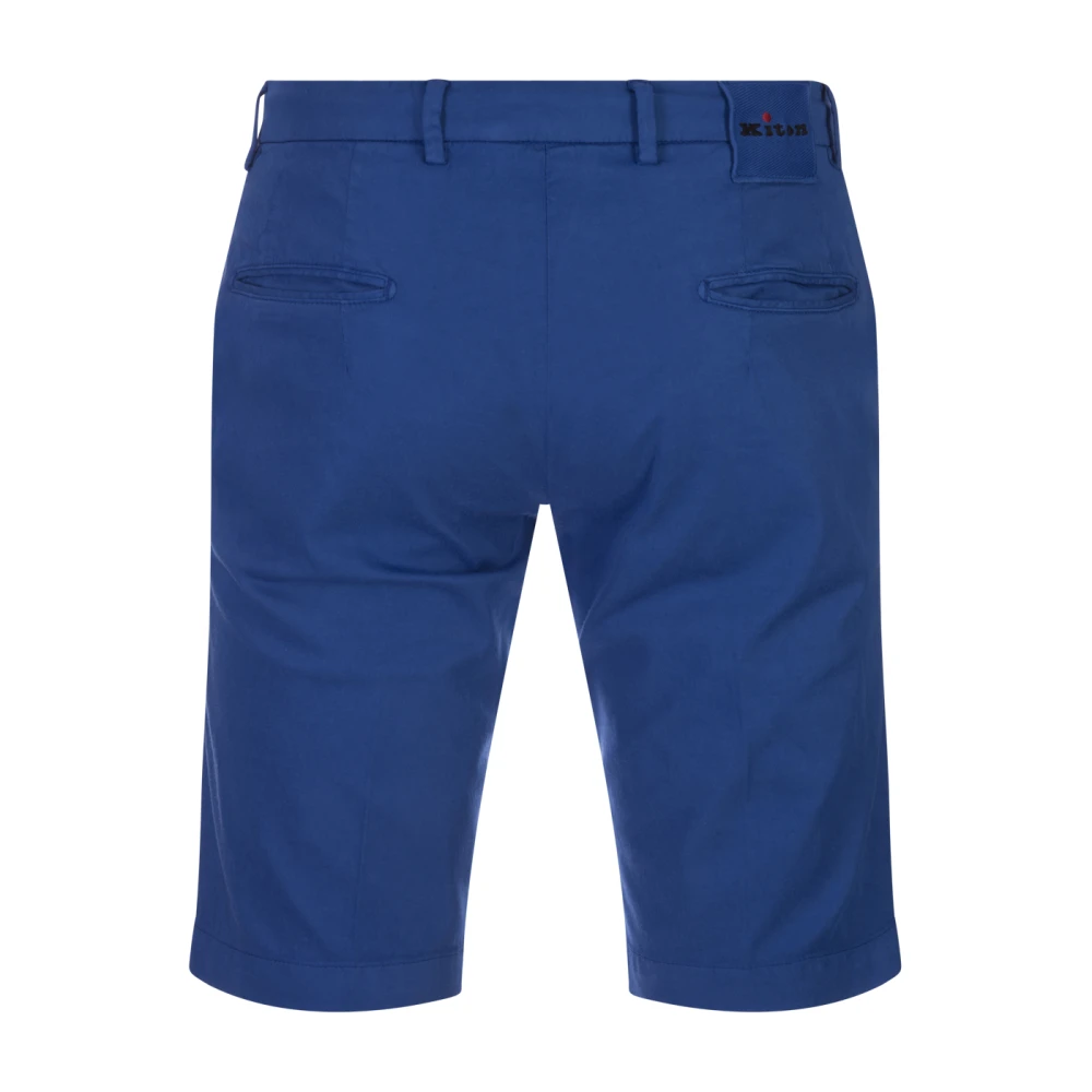 Kiton Blauwe Zijde Katoen Bermuda Shorts Blue Heren
