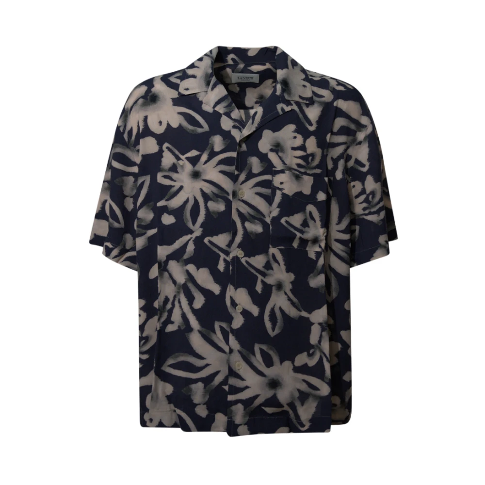 Laneus Blue Short Sleeve Shirts, Male, Xl, Bowling Shirt