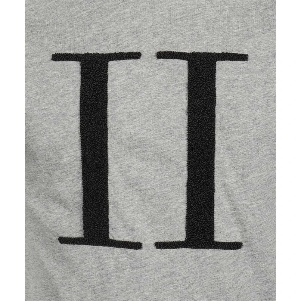 Les Deux Katoenen Crew-Neck T-Shirt met Bouclé Detail Gray Heren