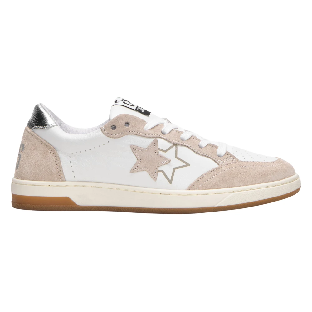 2Star Witte leren sneakers met suède details Dames Schoenen Veelkleurig Multicolor