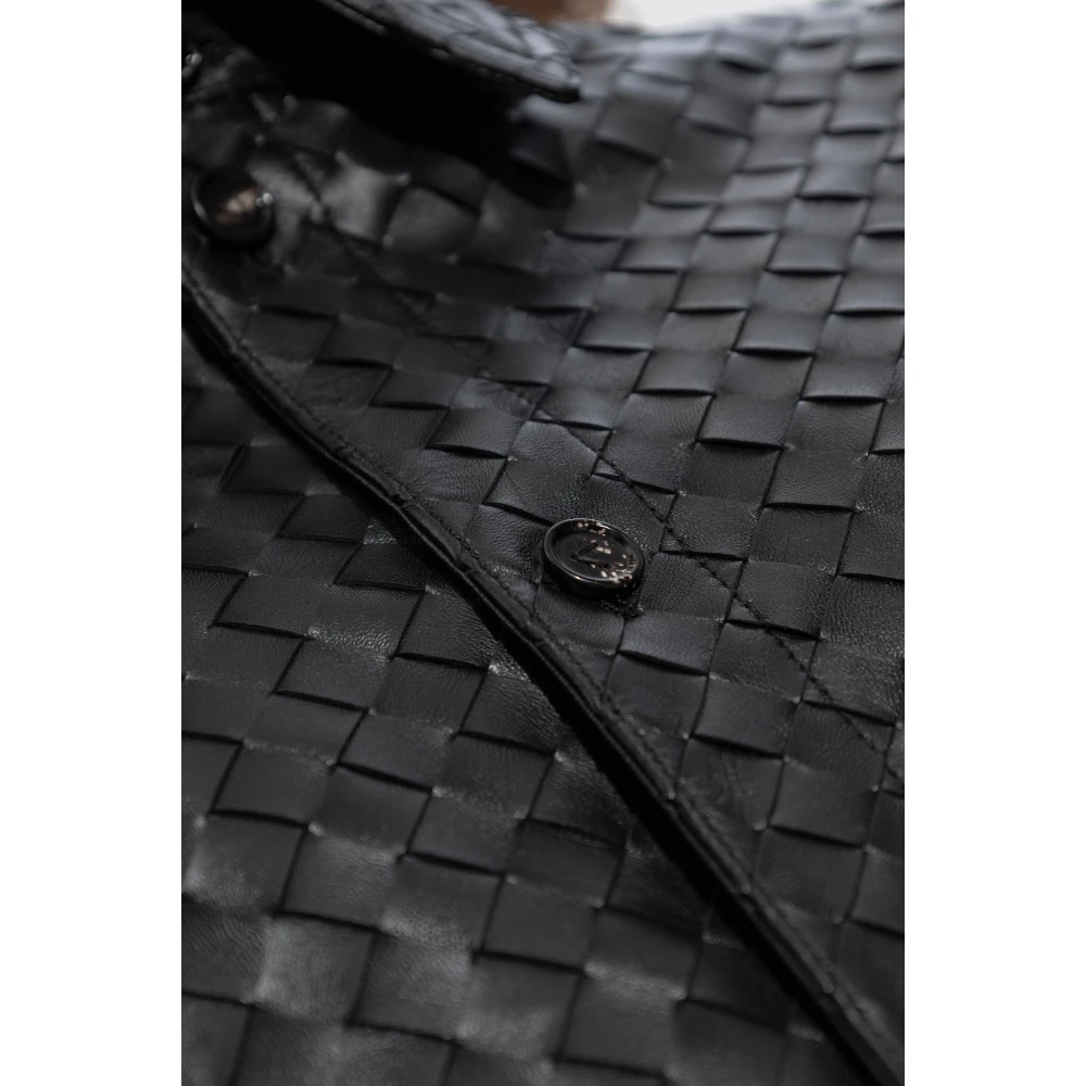 Bottega Veneta Leren oversized shirt Black Dames