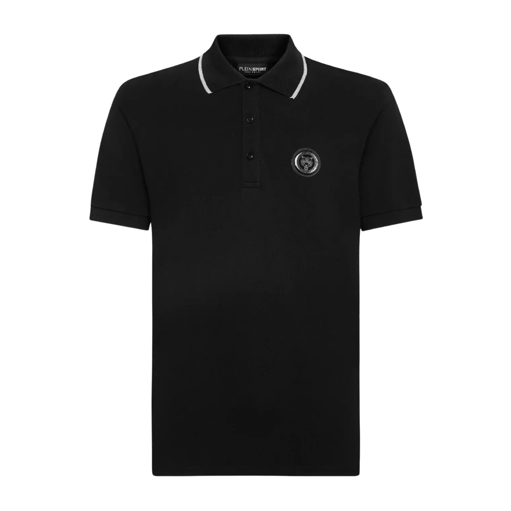 Plein Sport Men's Black Training, L, Polo Shirt Ss Tiger