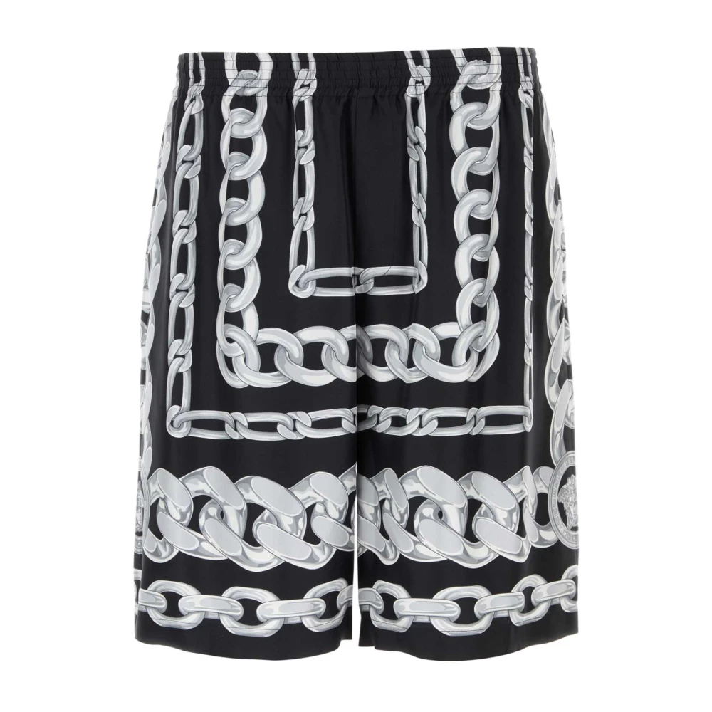 Versace Men's Multicolor Casual Shorts, M, Silk Bermuda Shorts With Print