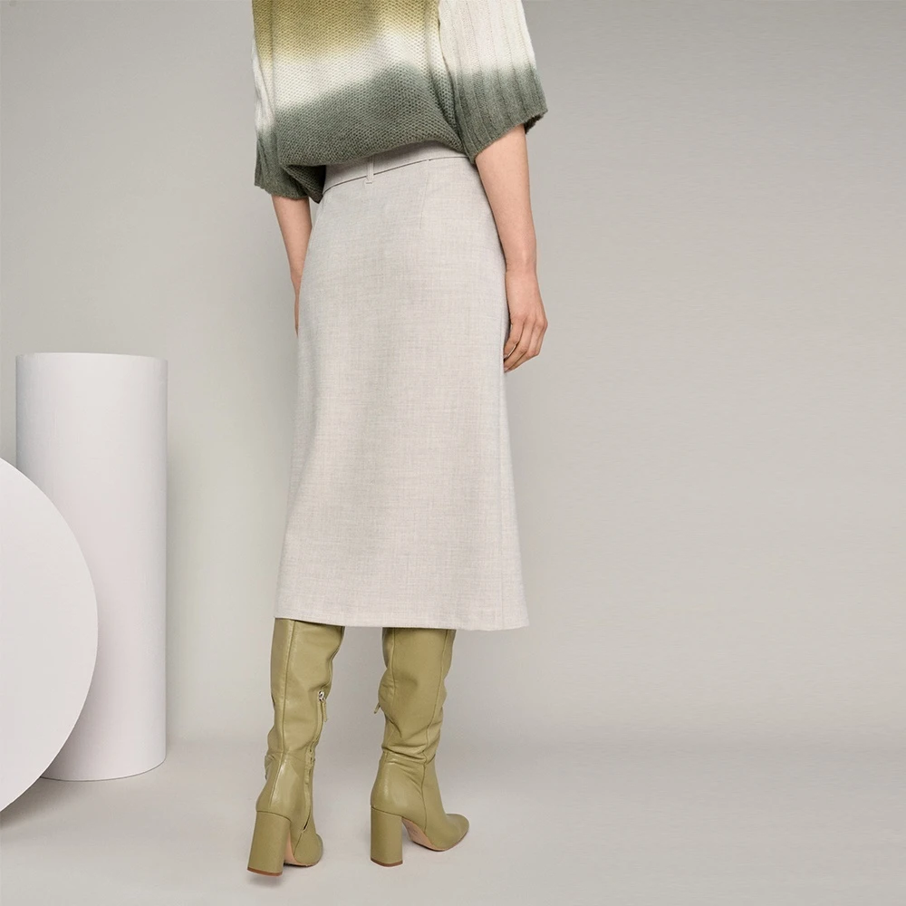 Marie Méro Beige Elegante Rok met Bijpassende Riem Beige Dames