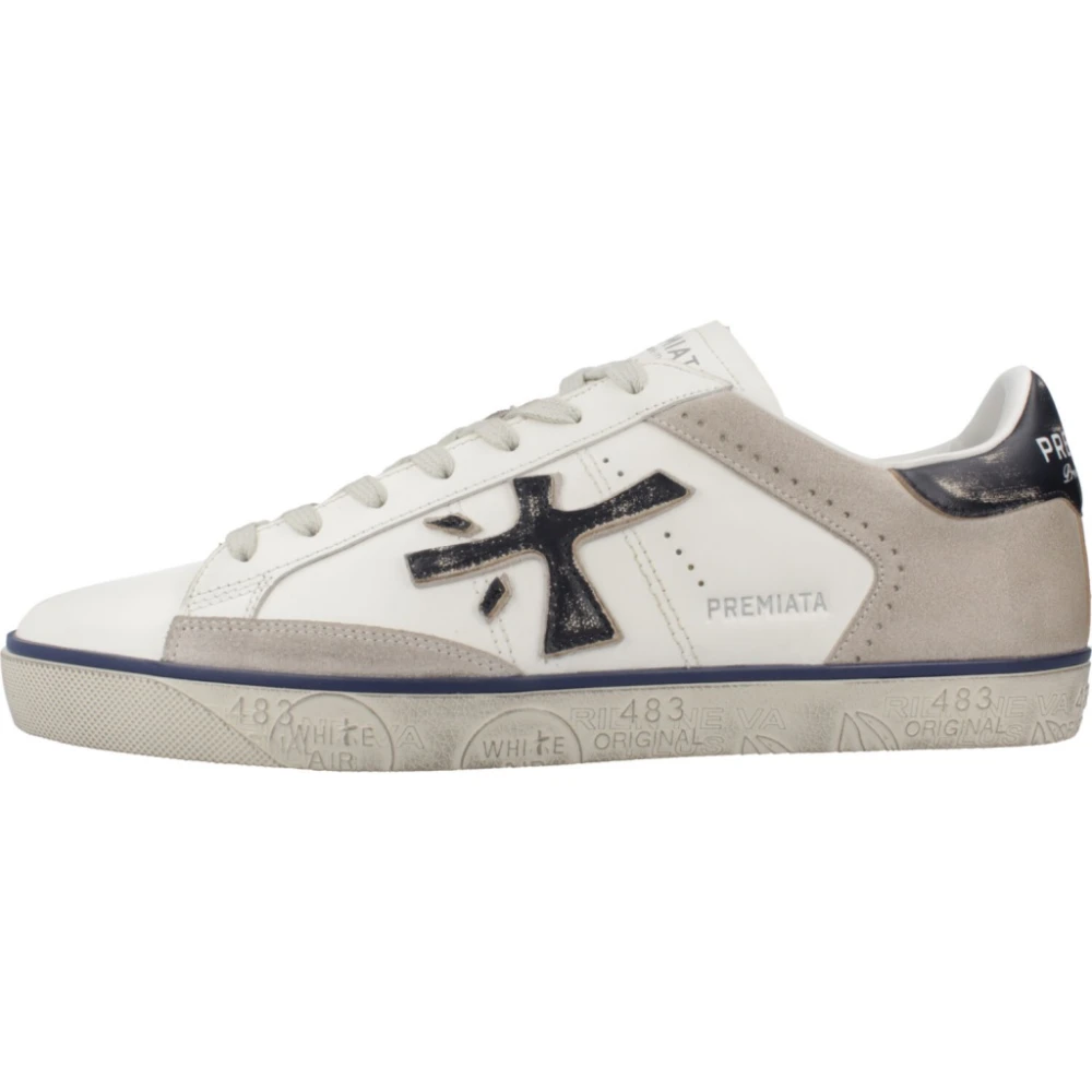 Premiata Men's White Sporty Sneakers For Active Lifestyle