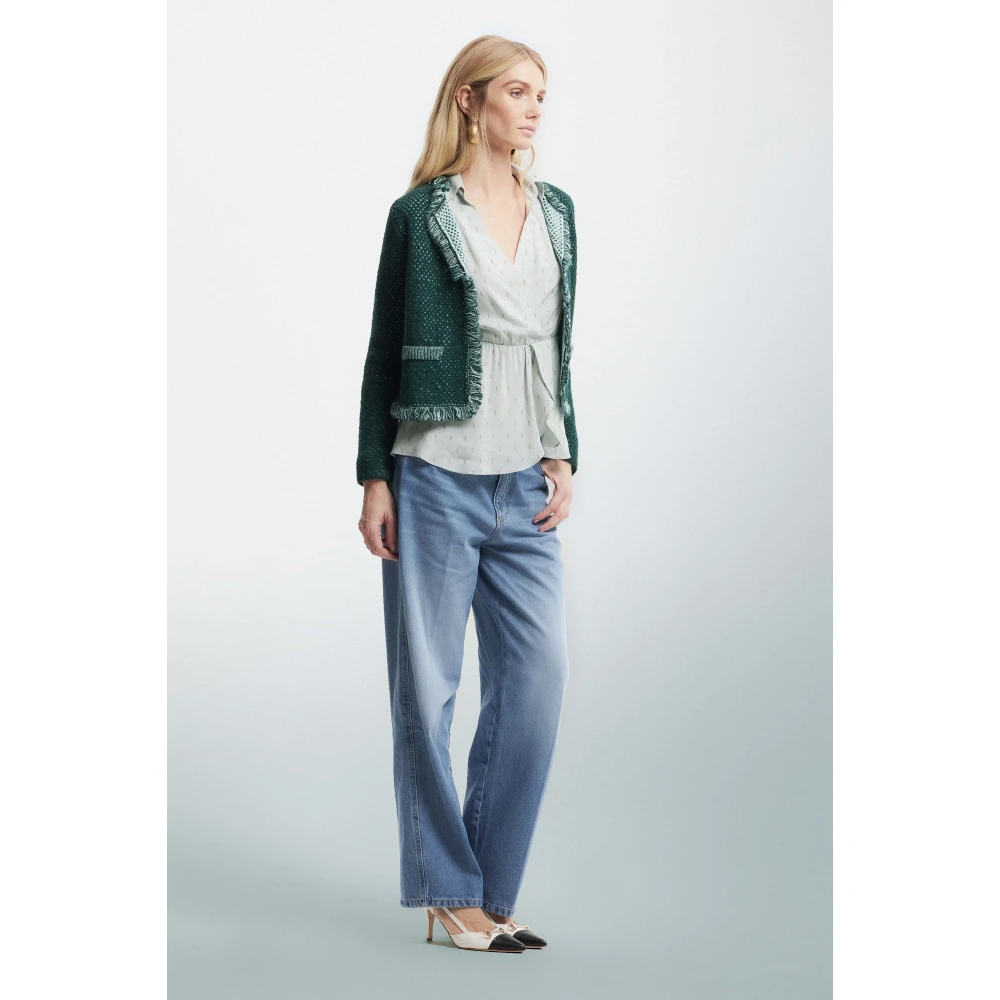 Kocca Alpaca Blend Cardigan met franjes Green Dames